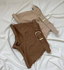 Short com cinto no tecido importado