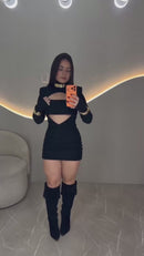 Vestido poliamida com ombreiras